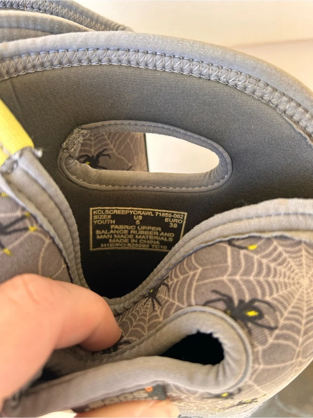 Bogs Gray & Yellow Spider Web Kids Rain Boots Halloween